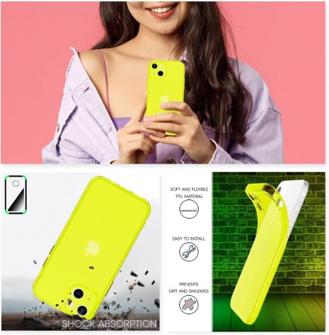 ETUI OCHRONNE APLLE IPHONE 13 ZÓŁTE NEONOWE TRANSPARENTNE WYTRZYMAŁE