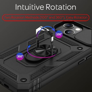 ETUI OCHRONNE APPLE IPHONE 13 PANCERNE CZARNE OCHRONA APARATU PIERŚCIEŃ