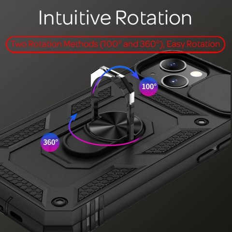 ETUI OCHRONNE APPLE IPHONE 13 PANCERNE CZARNE OCHRONA APARATU PIERŚCIEŃ