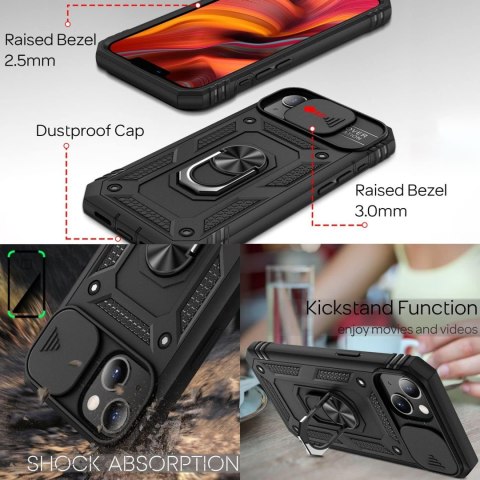 ETUI OCHRONNE APPLE IPHONE 13 PANCERNE CZARNE OCHRONA APARATU PIERŚCIEŃ