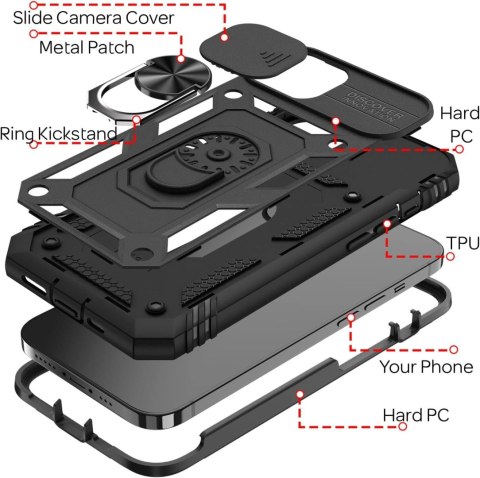 ETUI OCHRONNE APPLE IPHONE 13 PANCERNE CZARNE OCHRONA APARATU PIERŚCIEŃ