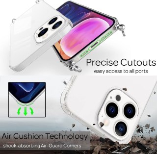 ETUI OCHRONNE APPLE IPHONE 13 PRO MAX PRZEZROCZYSTE SOLIDNE +KOLOROWA SMYCZ