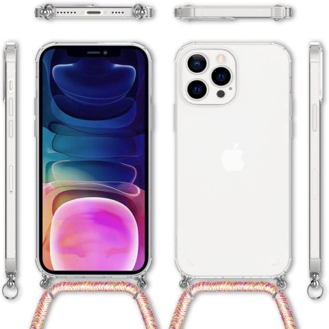 ETUI OCHRONNE APPLE IPHONE 13 PRO MAX PRZEZROCZYSTE SOLIDNE +KOLOROWA SMYCZ