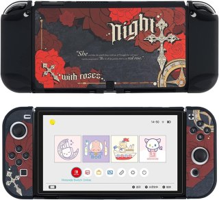 ETUI OCHRONNE NA NINTENDO SWITCH OLED NIGHT ROSES CZARNO CZERWONE