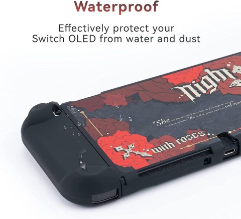 ETUI OCHRONNE NA NINTENDO SWITCH OLED NIGHT ROSES CZARNO CZERWONE