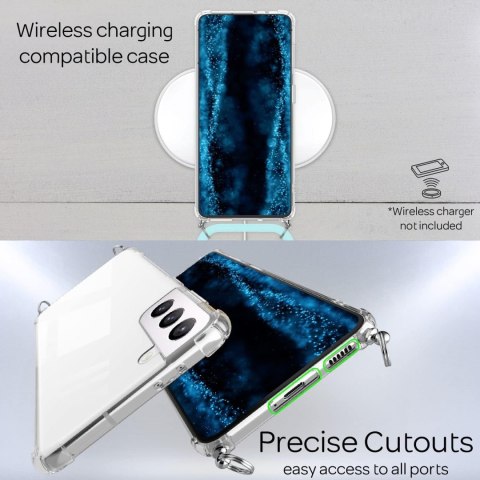 ETUI OCHRONNE SAMSUNG GALAXY S22 PRZEZROCZYSTE +TURKUSOWA SMYCZ SOLIDNE