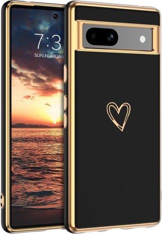 ETUI POKROWIEC DO GOOGLE PIXEL 7A 5G SOLIDNE SILIKONOWE CZARNE ZŁOTE PLECKI