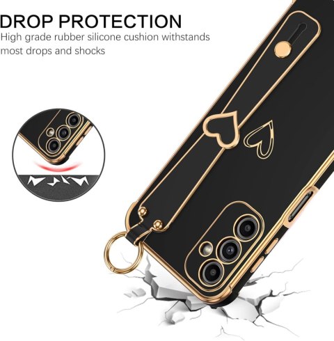 ETUI SAMSUNG GALAXY A14 5G SILIKONOWE CZARNE ZŁOTA RAMKA SERCE UCHWYT ETUI SAMSUNG GALAXY A14 5G SILIKONOWE CZARNE ZŁOTA RAMKA SERCE UCHWYT