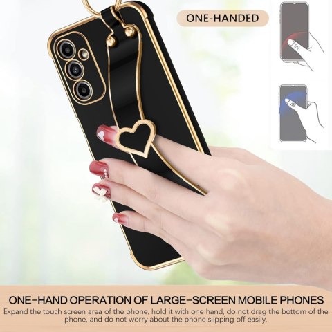 ETUI SAMSUNG GALAXY A14 5G SILIKONOWE CZARNE ZŁOTA RAMKA SERCE UCHWYT ETUI SAMSUNG GALAXY A14 5G SILIKONOWE CZARNE ZŁOTA RAMKA SERCE UCHWYT
