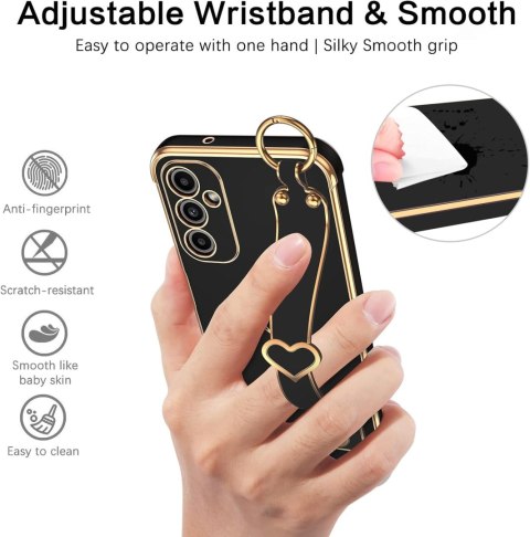 ETUI SAMSUNG GALAXY A14 5G SILIKONOWE CZARNE ZŁOTA RAMKA SERCE UCHWYT ETUI SAMSUNG GALAXY A14 5G SILIKONOWE CZARNE ZŁOTA RAMKA SERCE UCHWYT