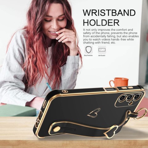 ETUI SAMSUNG GALAXY A14 5G SILIKONOWE CZARNE ZŁOTA RAMKA SERCE UCHWYT ETUI SAMSUNG GALAXY A14 5G SILIKONOWE CZARNE ZŁOTA RAMKA SERCE UCHWYT