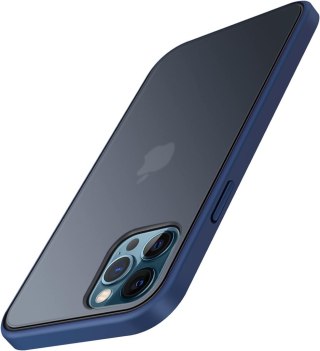 ETUI SILIKONOWE APPLE IPHONE 12/12 PRO GRANATOWA RAMKA MATOWE PLECKI +SZKŁO