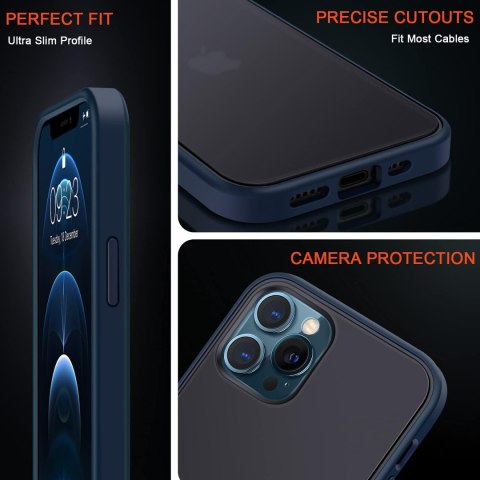 ETUI SILIKONOWE APPLE IPHONE 12/12 PRO GRANATOWA RAMKA MATOWE PLECKI +SZKŁO ETUI SILIKONOWE APPLE IPHONE 12/12 PRO GRANATOWA RAMKA MATOWE PLECKI +SZKŁO