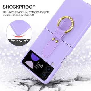 ETUI SKŁADANE DO SAMSUNG GALAXY Z FLIP 4 SILIKONOWE FIOLETOWE +UCHWYT