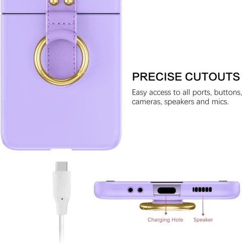 ETUI SKŁADANE DO SAMSUNG GALAXY Z FLIP 4 SILIKONOWE FIOLETOWE +UCHWYT