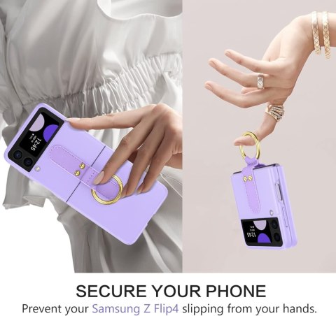 ETUI SKŁADANE DO SAMSUNG GALAXY Z FLIP 4 SILIKONOWE FIOLETOWE +UCHWYT