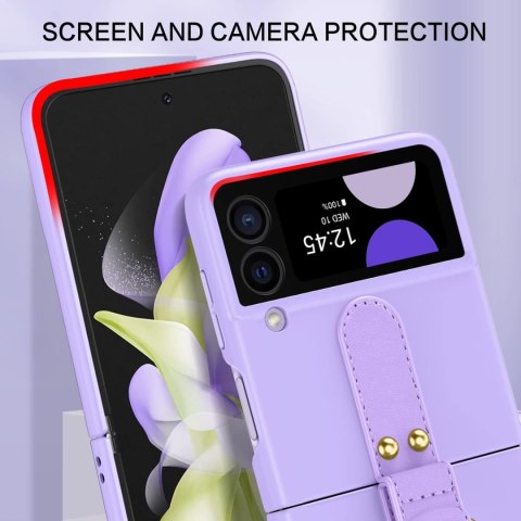 ETUI SKŁADANE DO SAMSUNG GALAXY Z FLIP 4 SILIKONOWE FIOLETOWE +UCHWYT
