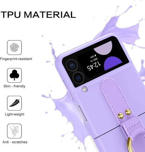 ETUI SKŁADANE DO SAMSUNG GALAXY Z FLIP 4 SILIKONOWE FIOLETOWE +UCHWYT