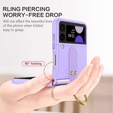 ETUI SKŁADANE DO SAMSUNG GALAXY Z FLIP 4 SILIKONOWE FIOLETOWE +UCHWYT