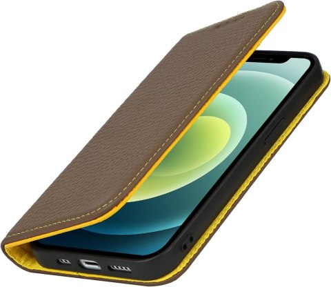ETUI Z KLAPKĄ APPLE IPHONE 13 CASE BRĄZOWY KHAKI ŻÓŁTY ŚRODEK EKOSKÓRA ETUI Z KLAPKĄ APPLE IPHONE 13 CASE BRĄZOWY KHAKI ŻÓŁTY ŚRODEK EKOSKÓRA