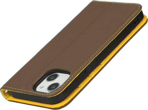 ETUI Z KLAPKĄ APPLE IPHONE 13 CASE BRĄZOWY KHAKI ŻÓŁTY ŚRODEK EKOSKÓRA ETUI Z KLAPKĄ APPLE IPHONE 13 CASE BRĄZOWY KHAKI ŻÓŁTY ŚRODEK EKOSKÓRA