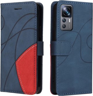 ETUI Z KLAPKĄ XIAOMI 12T/12T PRO CASE GRANATOWY CZERWONY EKOSKÓRA