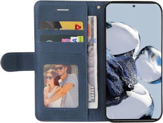ETUI Z KLAPKĄ XIAOMI 12T/12T PRO CASE GRANATOWY CZERWONY EKOSKÓRA