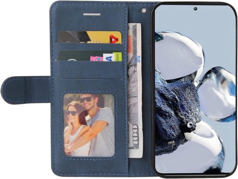 ETUI Z KLAPKĄ XIAOMI 12T/12T PRO CASE GRANATOWY CZERWONY EKOSKÓRA