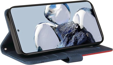 ETUI Z KLAPKĄ XIAOMI 12T/12T PRO CASE GRANATOWY CZERWONY EKOSKÓRA