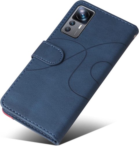 ETUI Z KLAPKĄ XIAOMI 12T/12T PRO CASE GRANATOWY CZERWONY EKOSKÓRA