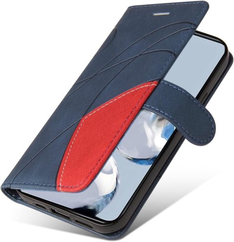 ETUI Z KLAPKĄ XIAOMI 12T/12T PRO CASE GRANATOWY CZERWONY EKOSKÓRA
