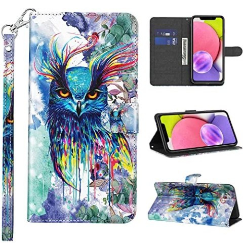 ETUI Z KLAPKĄ SAMSUNG GALAXY A14 5G KOLOROWA SOWA AKWARELA +ZAWIESZKA ETUI Z KLAPKĄ SAMSUNG GALAXY A14 5G KOLOROWA SOWA AKWARELA +ZAWIESZKA