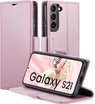 ETUI Z KLAPKĄ SAMSUNG GALAXY S21 FE 5G CASE ROSE GOLD Z EKOSKÓRY SM-G990B
