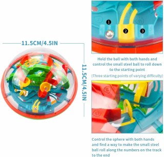 GRA ZRĘCZNOŚCIOWA LOGICZNA ŁAMIGŁÓWKA 3D KULA LABIRYNT INTELIGENTNA 6+