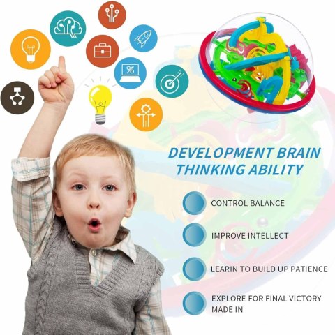 GRA ZRĘCZNOŚCIOWA LOGICZNA ŁAMIGŁÓWKA 3D KULA LABIRYNT INTELIGENTNA 6+ GRA ZRĘCZNOŚCIOWA LOGICZNA ŁAMIGŁÓWKA 3D KULA LABIRYNT INTELIGENTNA 6+