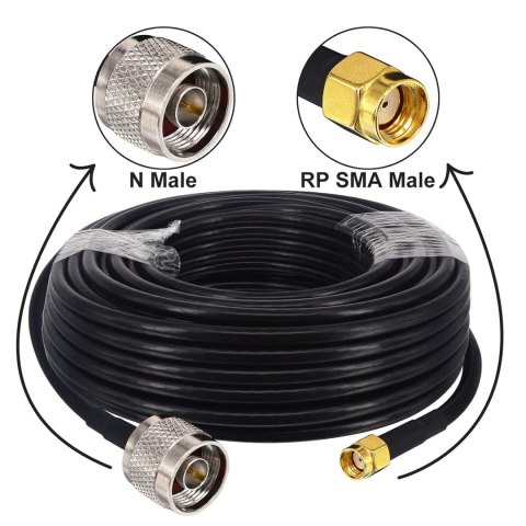 KABEL RG58 RP-SMA N CZARNY PRZEDŁUŻACZ PRZEWÓD 15m 50Ohm KABEL RG58 RP-SMA N CZARNY PRZEDŁUŻACZ PRZEWÓD 15m 50Ohm