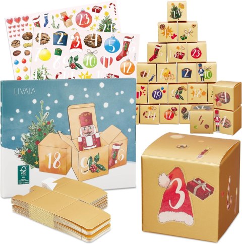 KALENDARZ ADWENTOWY DO NAPEŁNIENIA TORBA PUDEŁKA PAPIER ZŁOTE NAKLEJKI DIY KALENDARZ ADWENTOWY DO NAPEŁNIENIA TORBA PUDEŁKA PAPIER ZŁOTE NAKLEJKI DIY