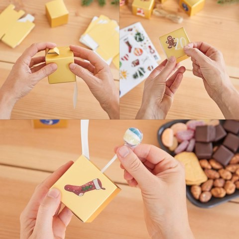 KALENDARZ ADWENTOWY DO NAPEŁNIENIA TORBA PUDEŁKA PAPIER ZŁOTE NAKLEJKI DIY KALENDARZ ADWENTOWY DO NAPEŁNIENIA TORBA PUDEŁKA PAPIER ZŁOTE NAKLEJKI DIY