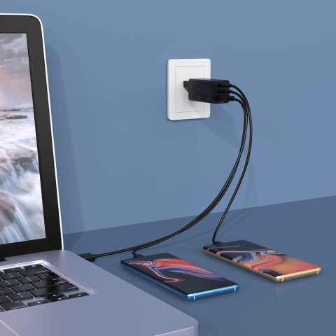 ŁADOWARKA USB C 65W FAST CHARGE USB-A SHUMEIFANG CZARNA 3W1 QC SAMSUNG