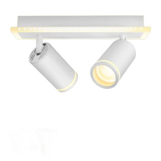 LAMPA SUFITOWA KINKIET PODWÓJNY SPOT RUCHOMY REFLEKTOR BIAŁA GU10 + 2xLED
