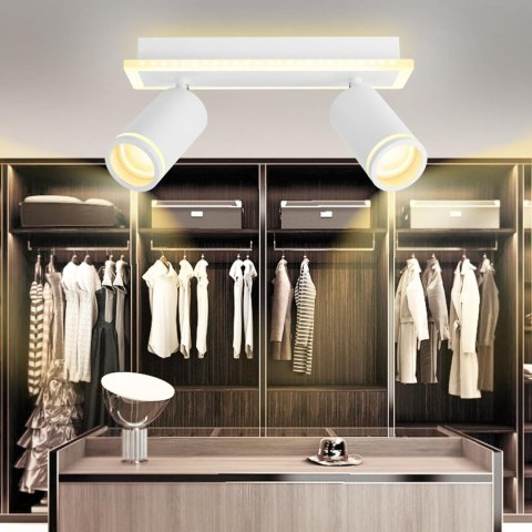 LAMPA SUFITOWA KINKIET PODWÓJNY SPOT RUCHOMY REFLEKTOR BIAŁA GU10 + 2xLED LAMPA SUFITOWA KINKIET PODWÓJNY SPOT RUCHOMY REFLEKTOR BIAŁA GU10 + 2xLED