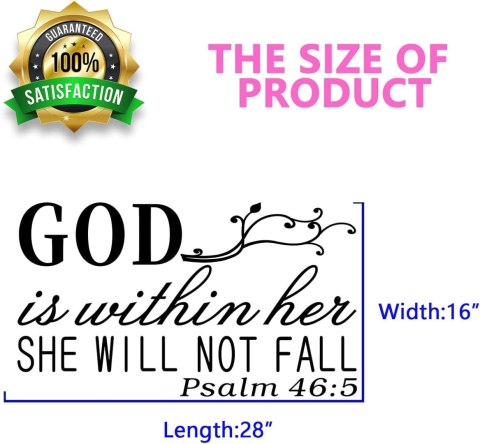 NAKLEJKA ŚCIENNA CYTAT BIBLIA "GOD IS WITHIN HER SHE WILL NOT FALL" CZARNA NAKLEJKA ŚCIENNA CYTAT BIBLIA "GOD IS WITHIN HER SHE WILL NOT FALL" CZARNA