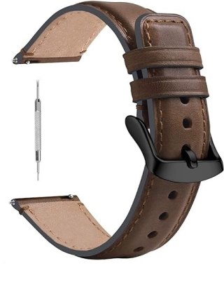 PASEK SKÓRZANY DO ZEGARKA SMARTWATCH BRĄZOWY UNIWERSALNY 22MM FULLMOSA