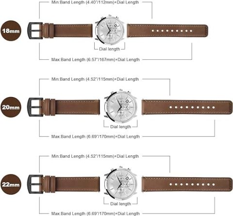 PASEK SKÓRZANY DO ZEGARKA SMARTWATCH BRĄZOWY UNIWERSALNY 22MM FULLMOSA