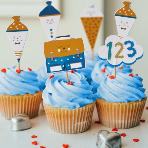 TOPPERY DEKORACJE ZESTAW PIERWSZY DZIEŃ SZKOŁY KOLOROWE RÓŻNE WZORY 15szt