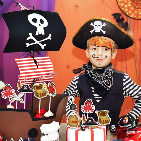 TOPPERY NA BABECZKI TORT DEKORACJA PIRACKIE PAPUGA RUM OŚMIORNICA 49elem