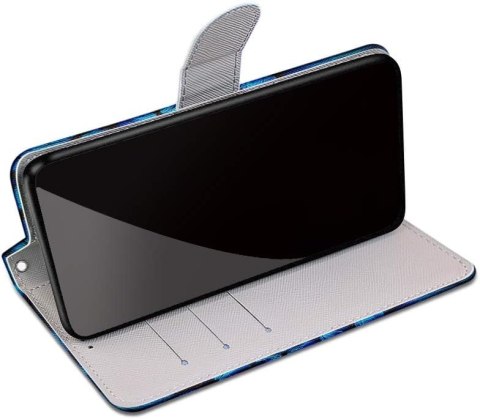 ZAMYKANE ETUI Z KLAPKĄ DO GOOGLE PIXEL 7 NIEBIESKIE RÓŻOWY MOTYL SOLIDNE