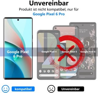 2x SZKŁO HARTOWANE GOOGLE PIXEL 6 PRO CZARNA RAMKA WYSOKA OCHRONA SOLIDNE