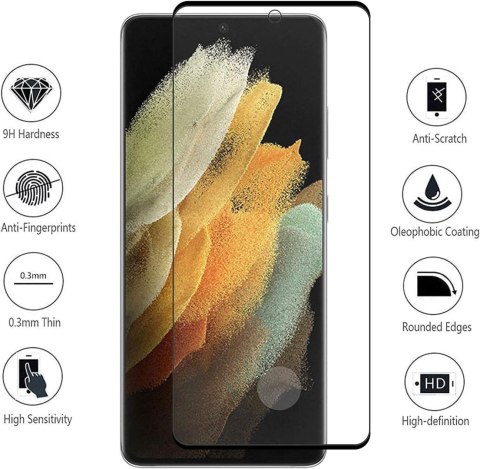 2x SZKŁO HARTOWANE SAMSUNG GALAXY S21 5G Z CZARNĄ RAMKĄ +OCHRONA APARATU