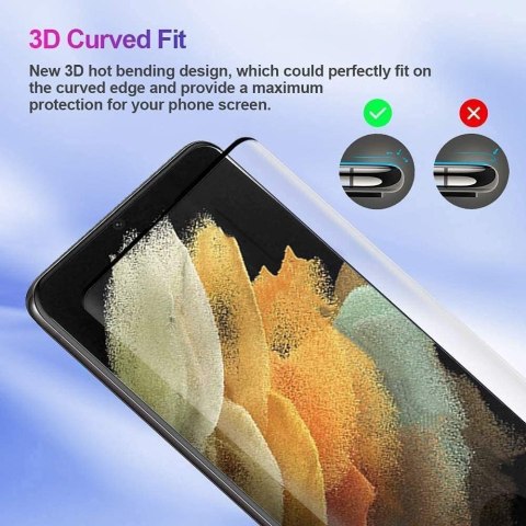 2x SZKŁO HARTOWANE SAMSUNG GALAXY S21 5G Z CZARNĄ RAMKĄ +OCHRONA APARATU